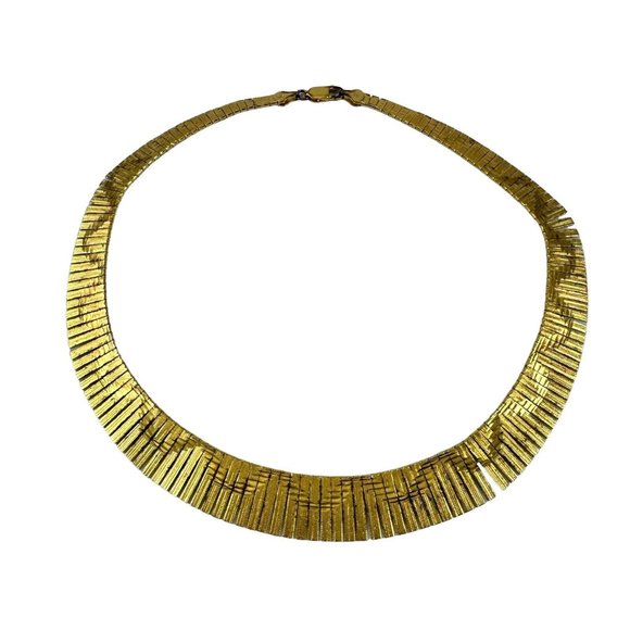 Technibond Fringe Collar Choker Necklace 14K Gold on Sterling Silver Made Italy - Picture 2 of 11
